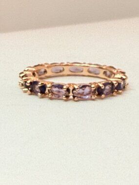 Purple Cubic Zirconia Rose Gold-Tone Eternity Band Ring Size 9